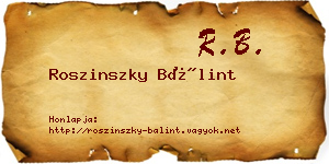 Roszinszky Bálint névjegykártya